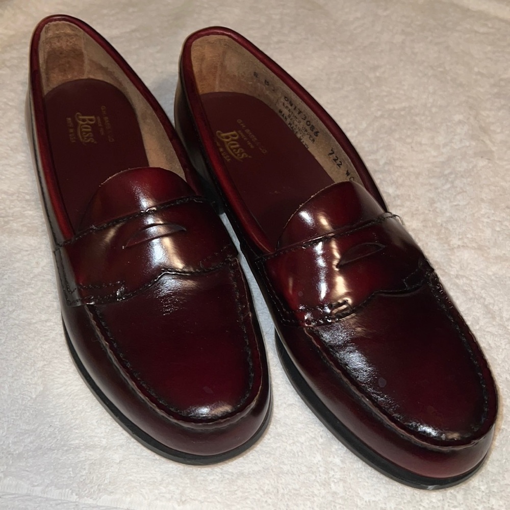 Bass Leather Burgundy Penny Loafers